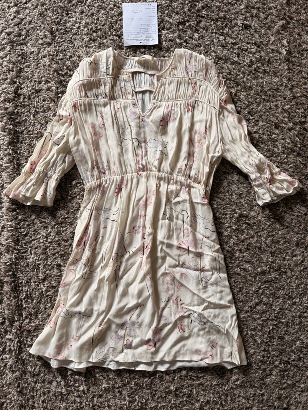 Caballero Sample Cream Floral Mini Dress |
Boho Peasant Style | size S